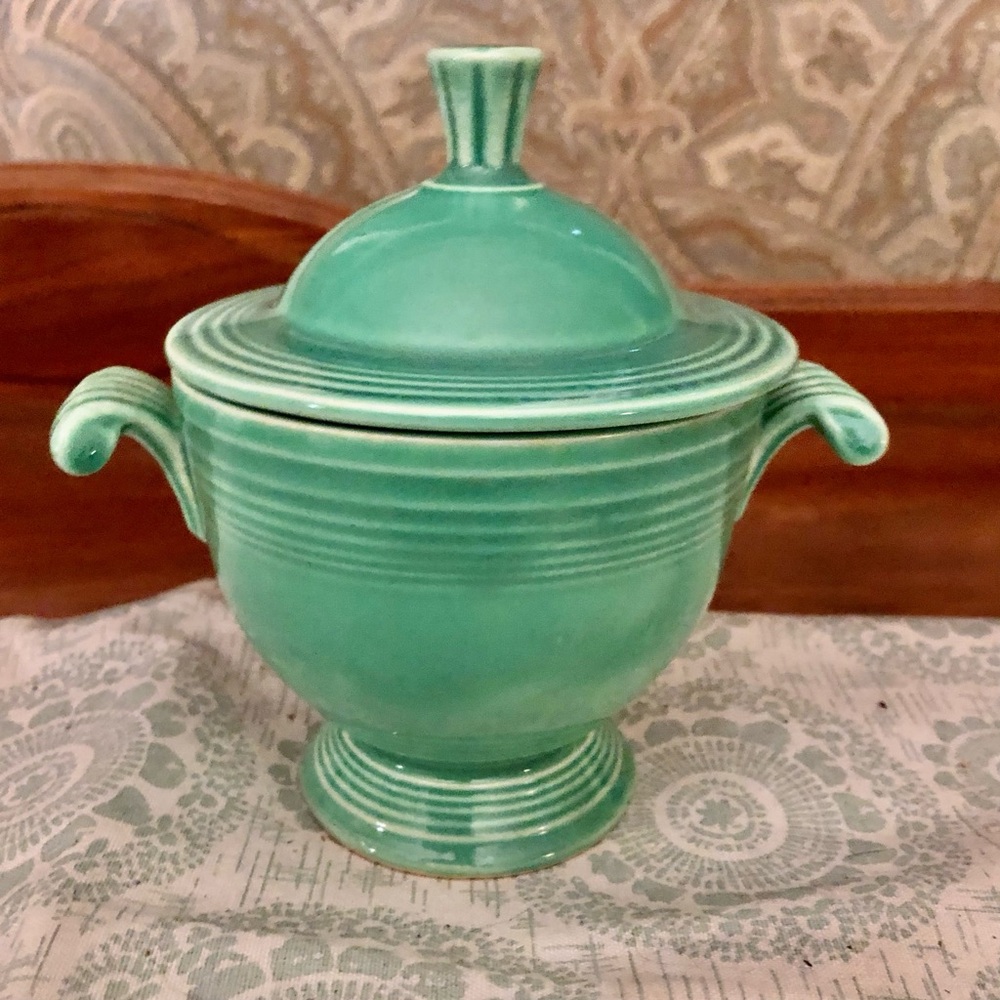 Vintage Fiesta Ware Green RARE Onion Soup Bowl With Lid In Pristine Condition
